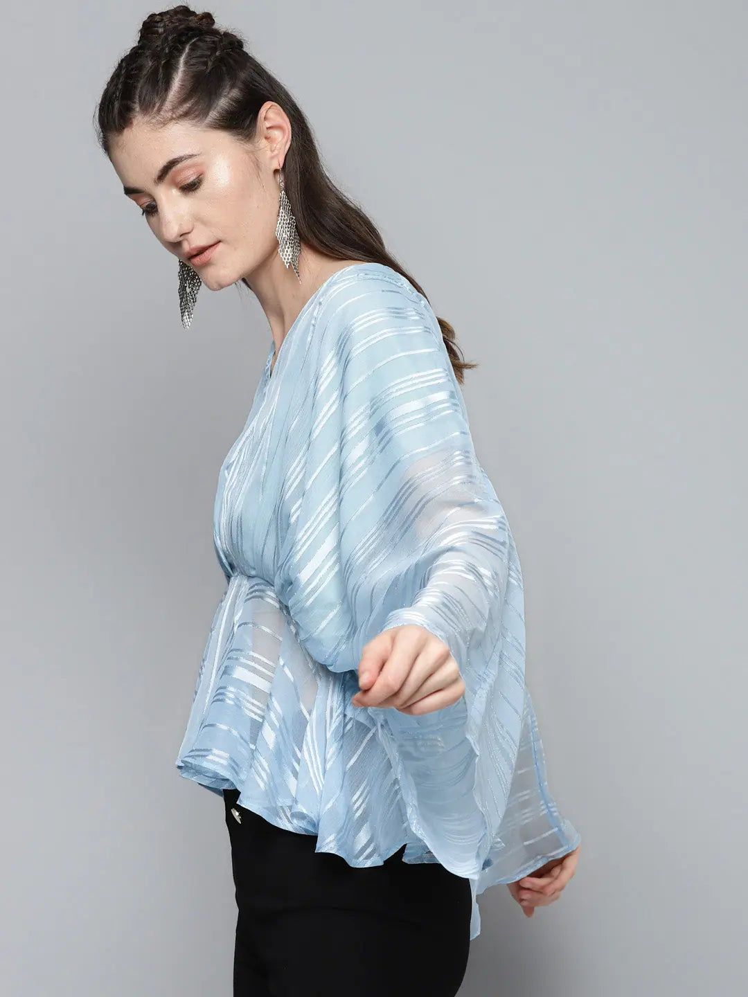 Blue Lurex Kimono Top | Lehenga for Women