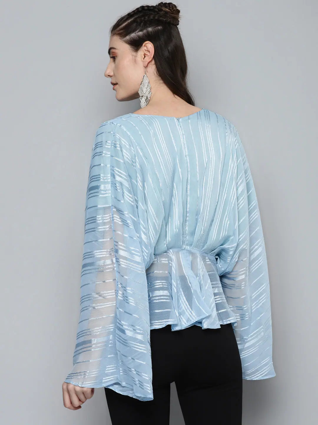 Blue Lurex Kimono Top | Lehenga for Women