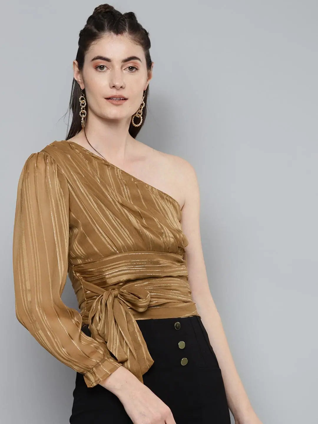 Copper One Shoulder Top - Stylish Women's Western Wear
