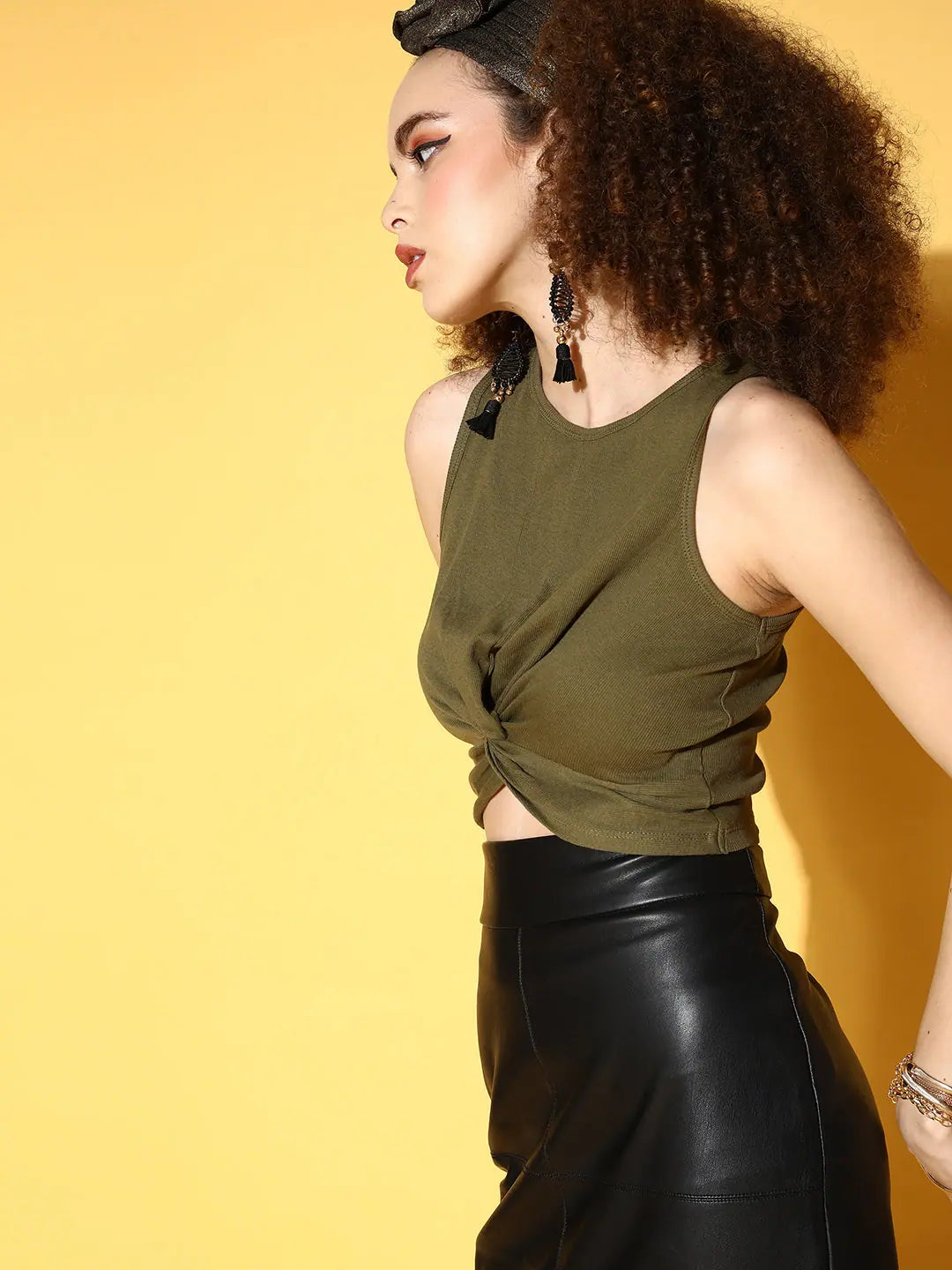 Olive Knot Crop Top | Women's Western Wear Online