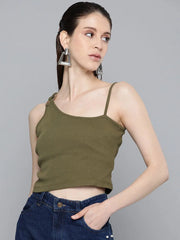 Olive One Shoulder Strappy Top