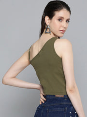 Olive One Shoulder Strappy Top