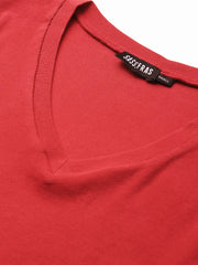 Red V-Neck Crop Top