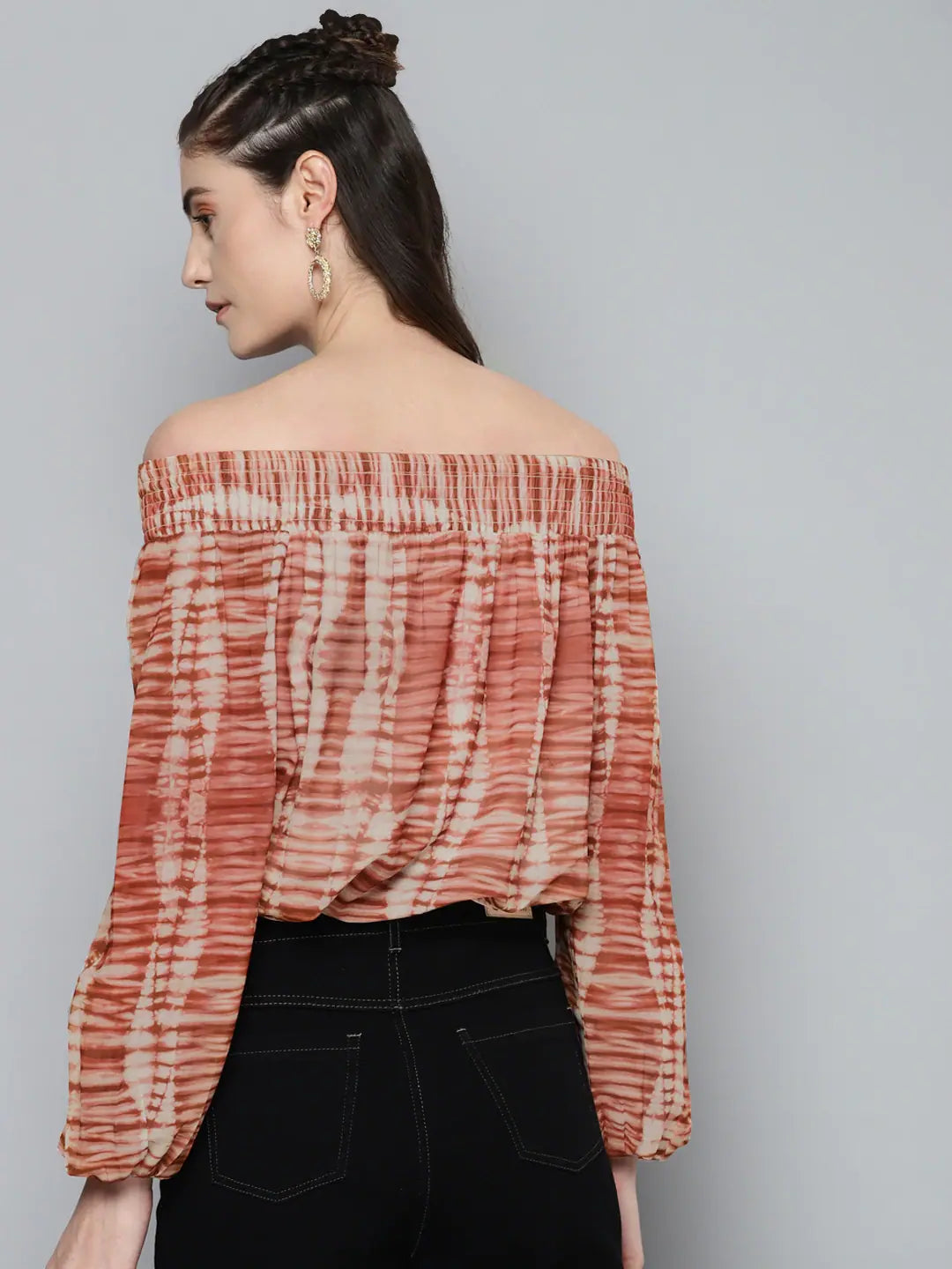 Rust Tie-Dye Bardot Top | Women's Fashion | Georgette