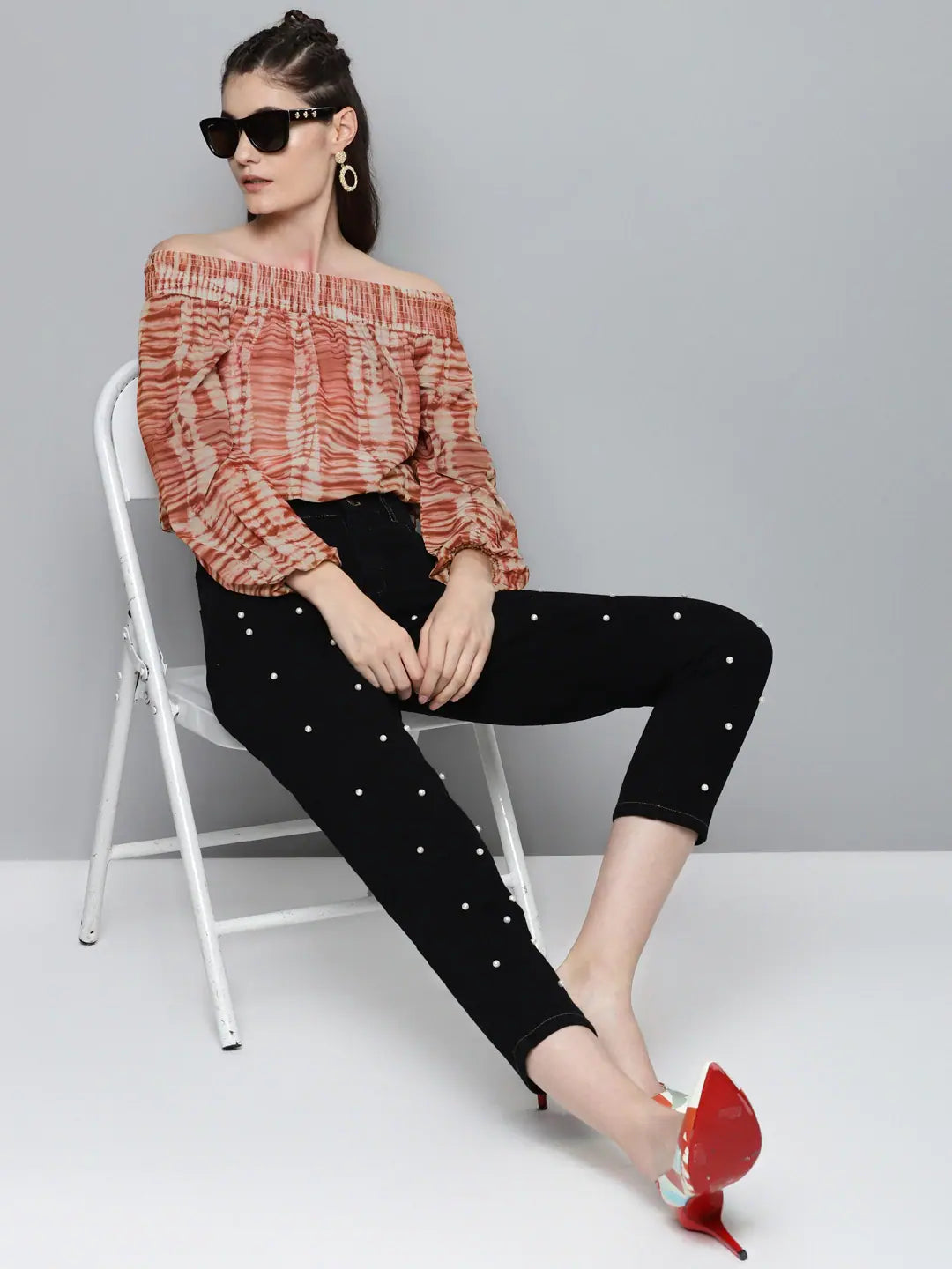 Rust Tie-Dye Bardot Top | Women's Fashion | Georgette