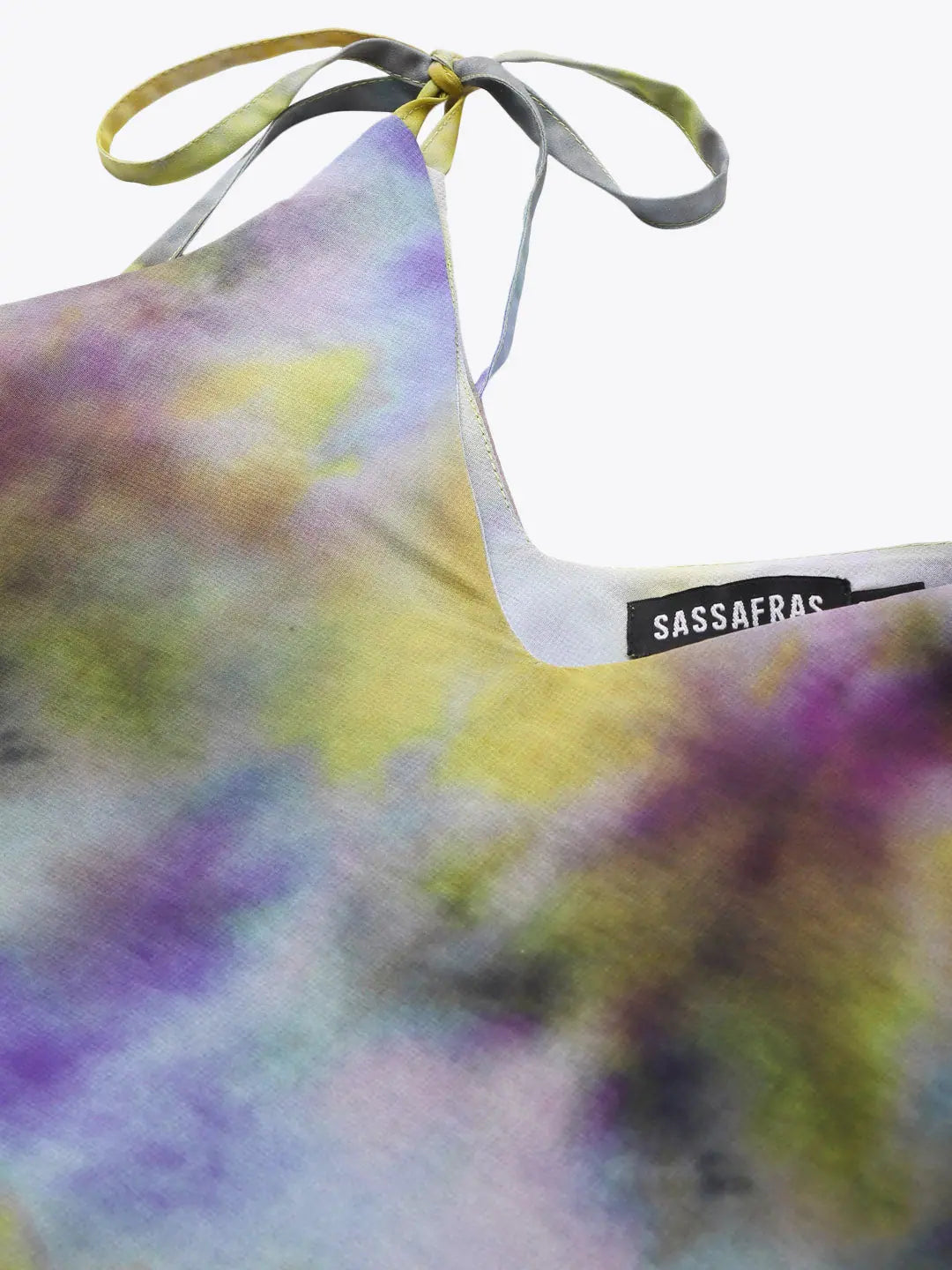 Tie-Dye Strappy Top - Yellow & Purple Georgette | Women's Top