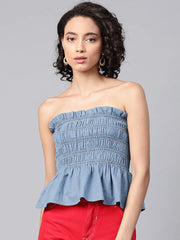 Blue Tube Peplum Top