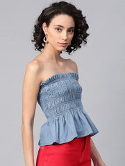 Blue Tube Peplum Top
