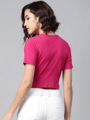 Fuchsia Gather Detail Crop Top