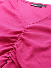 Fuchsia Gather Detail Crop Top