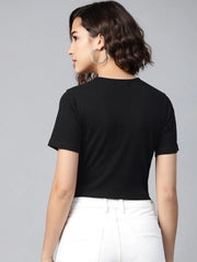 Black Gather Detail Crop Top