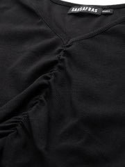 Black Gather Detail Crop Top