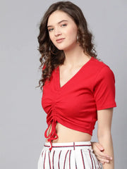 Red Rouched Crop Top