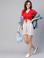 Red Rouched Crop Top