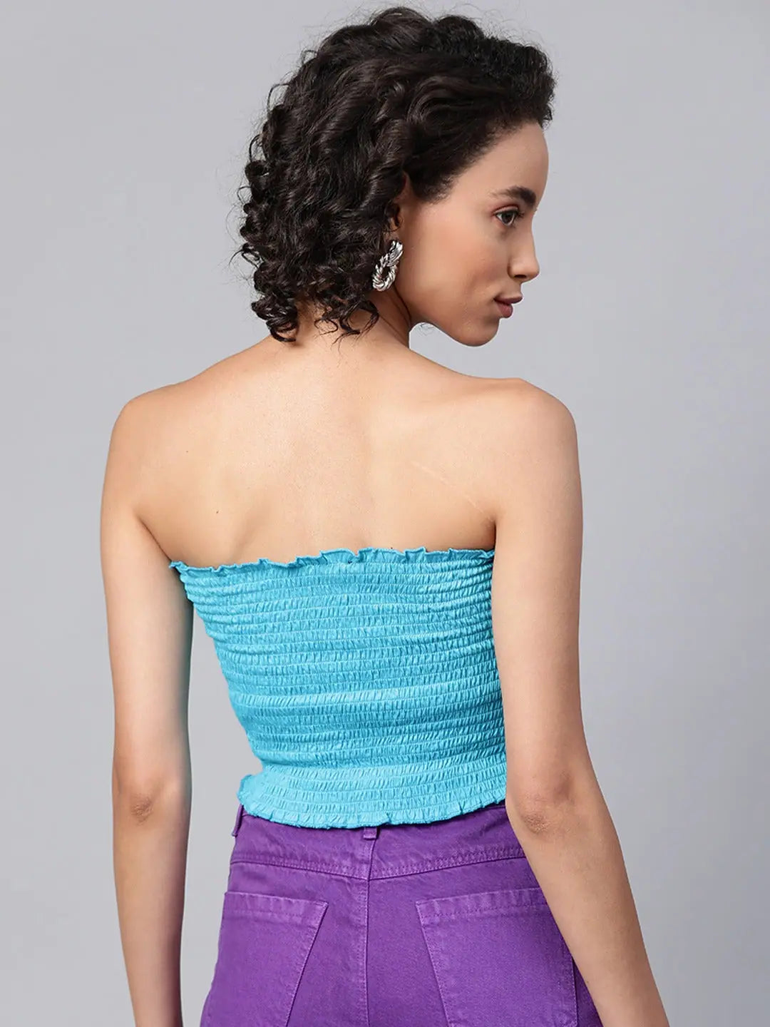 Blue Smocking Tube Top | Women's Traditional Indian Lehenga