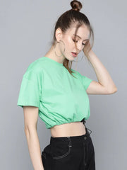 Green Drawstring Detail T-Shirt