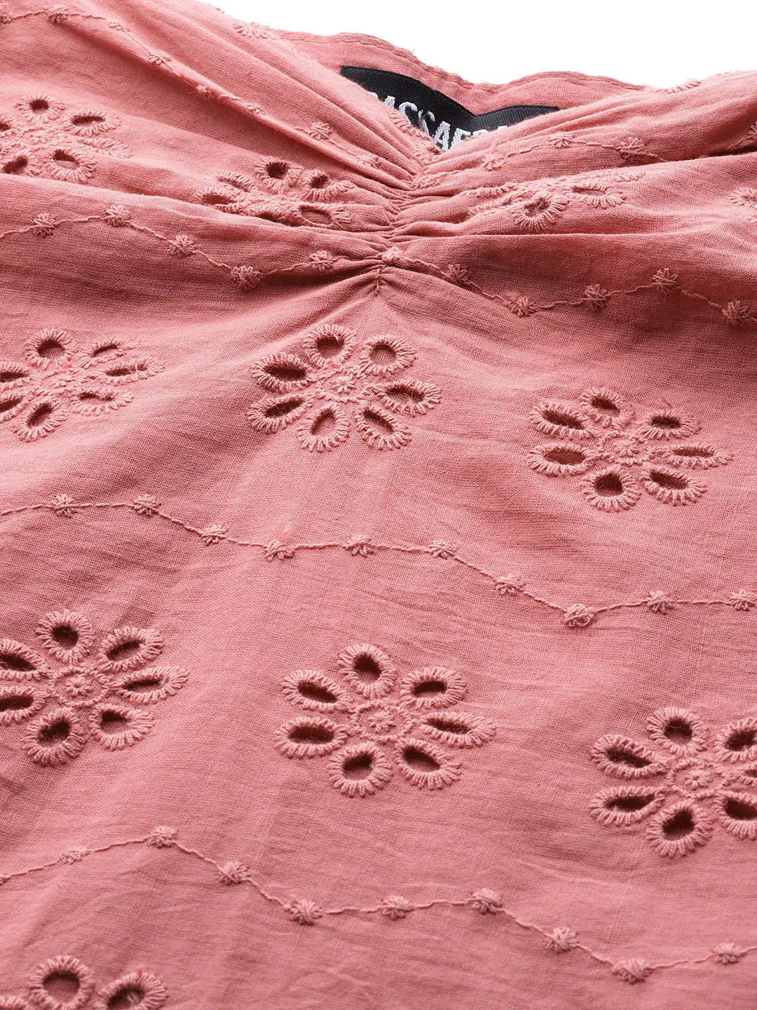 Baked Pink Puff Sleeve Top - Cotton Comfort Fit Women's Top