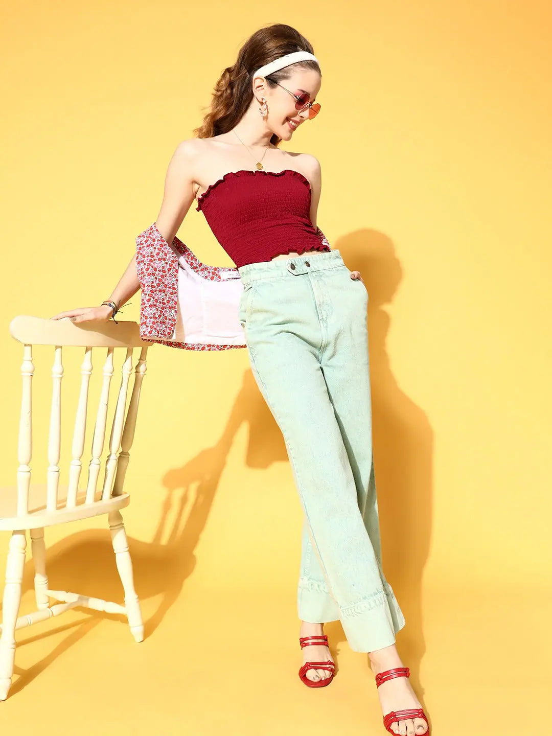 Maroon Smocked Tube Knit Top | Women's Western Wear