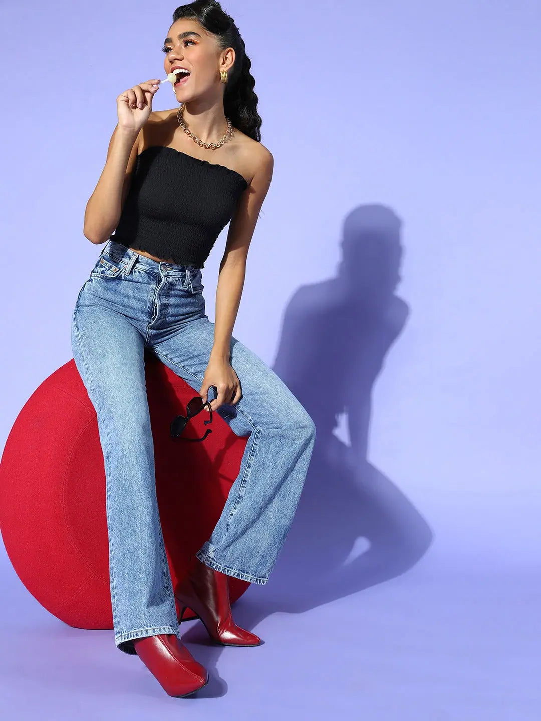 Black Smocking Tube Top | Women's Western Wear Online