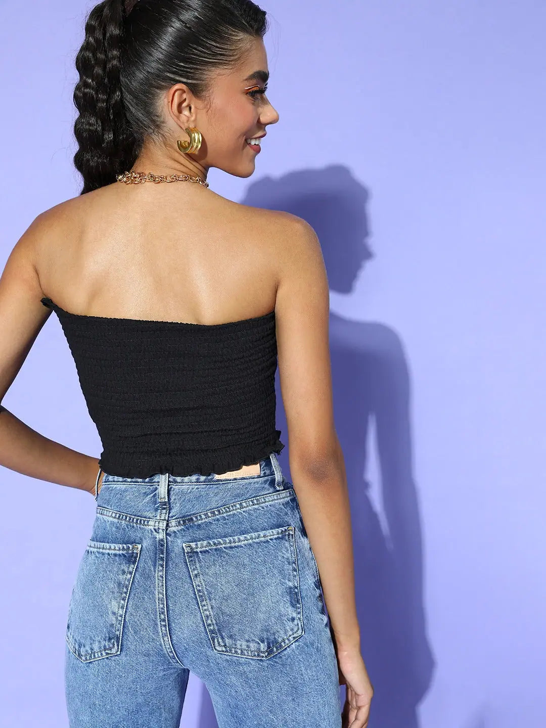 Black Smocking Tube Top | Women's Western Wear Online