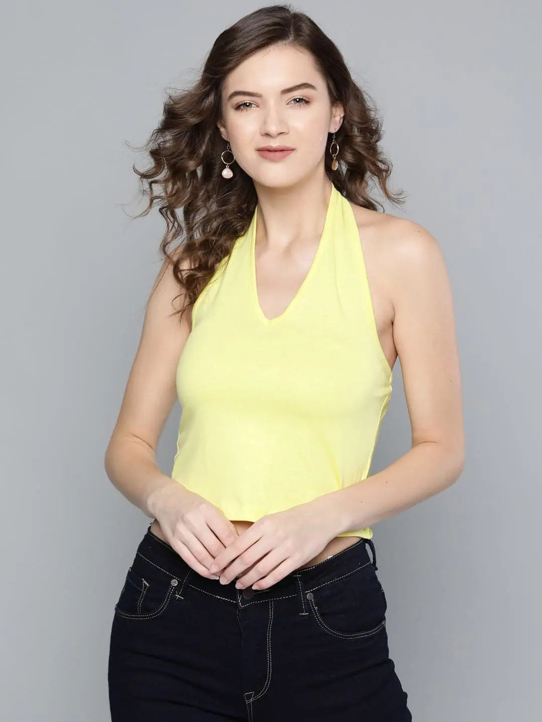 Chic Yellow Halter Top | Trendy Women's Western Clothing