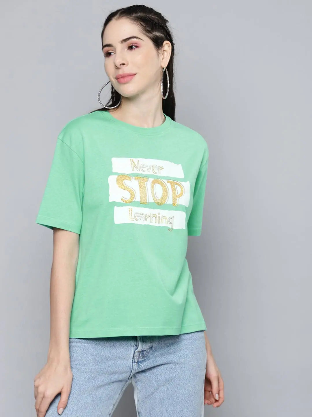 Green Never Stop Learning T-Shirt - Women's Cotton Tee