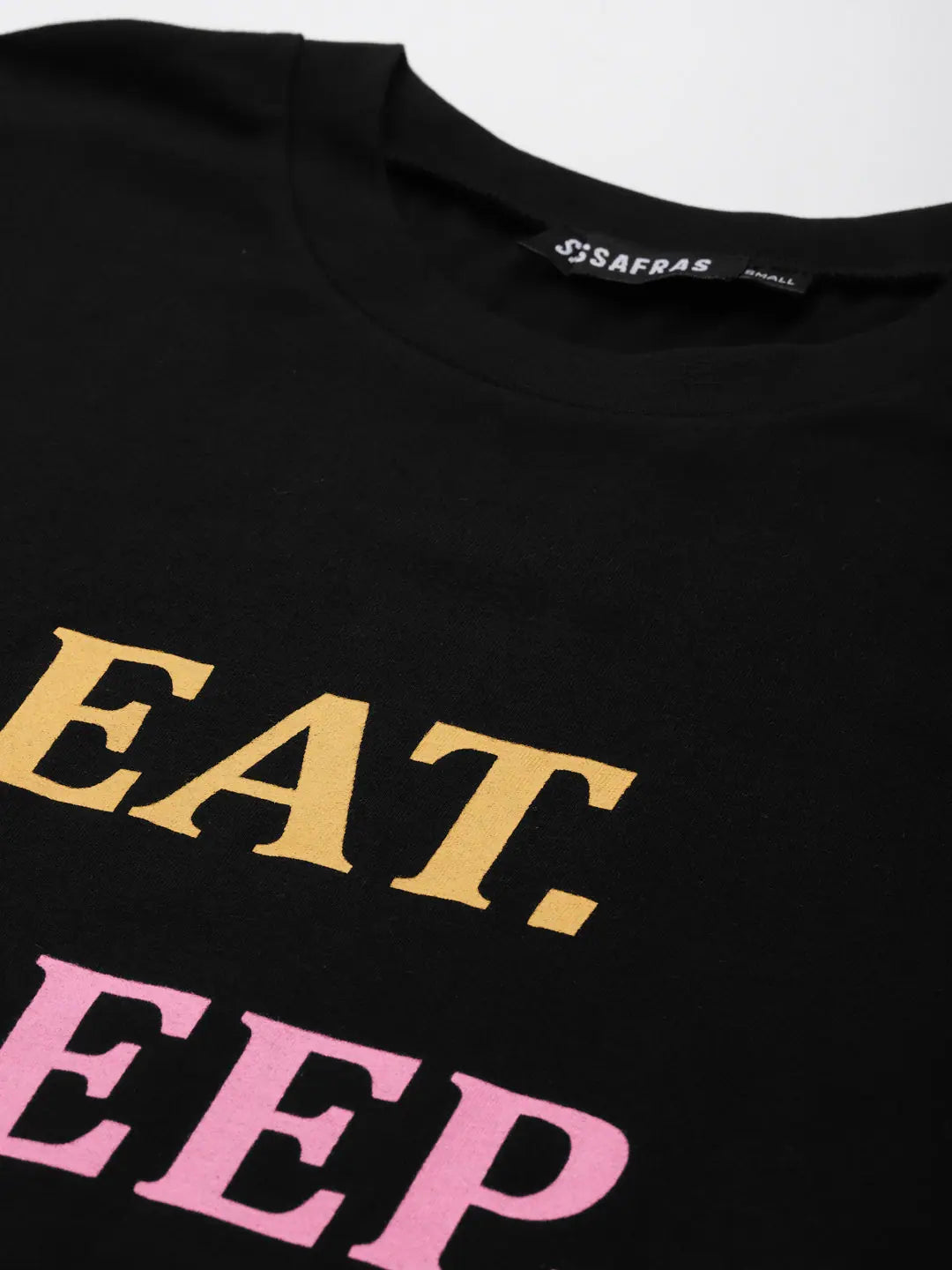 Black Eat-Sleep-Nap-Repeat Cotton Sleepshirt | Comfort Fit
