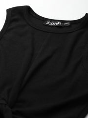 Black Front Knot Rib Crop Top