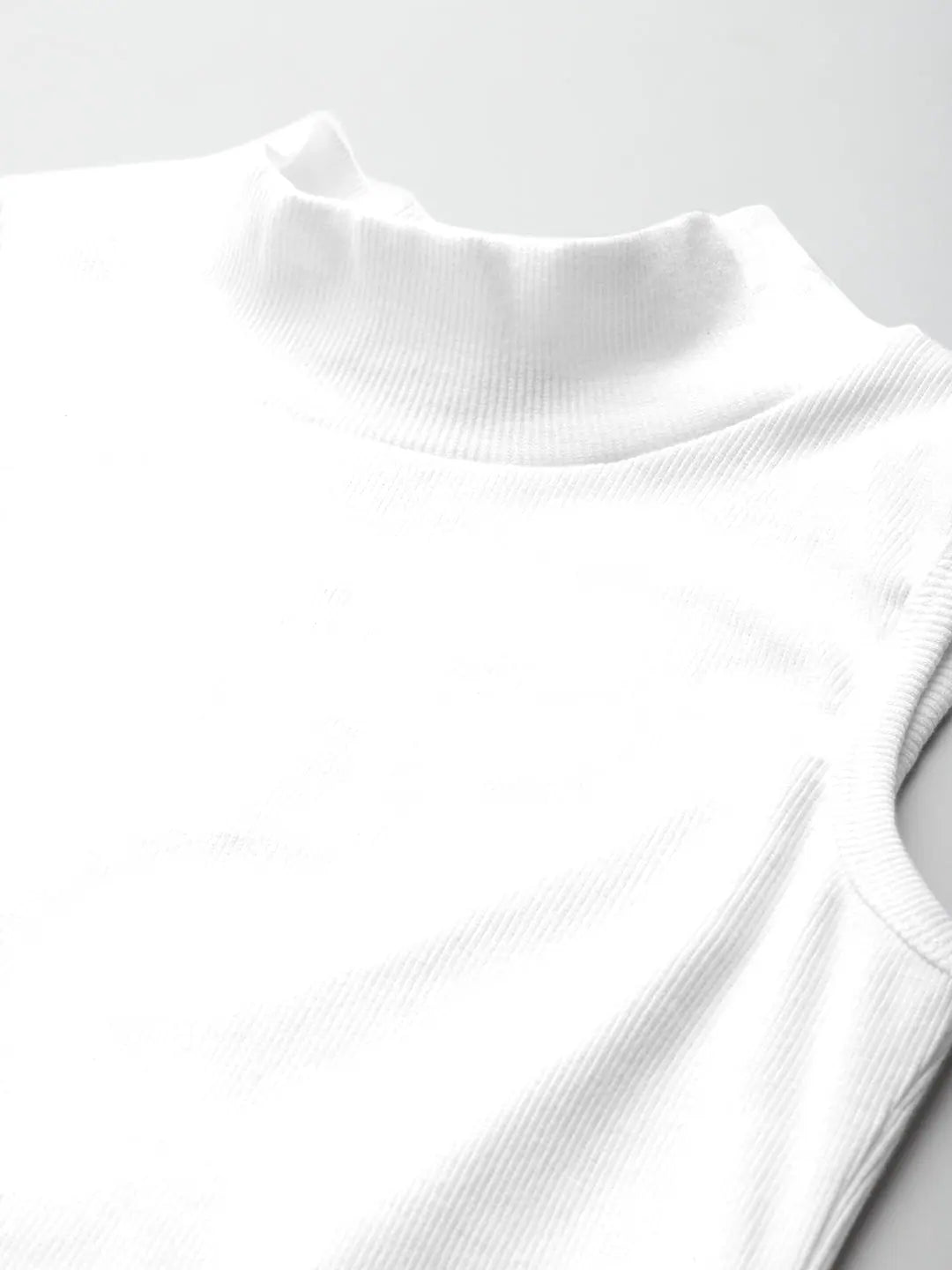 White High Neck Sleeveless Rib Crop Top | Women's Fashion
