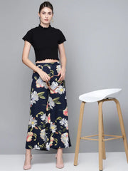 Black High Neck Lettuce-Edge Rib Top