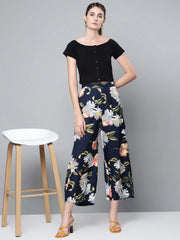 Black Front Button Bardot Rib Crop Top