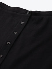 Black Front Button Bardot Rib Crop Top