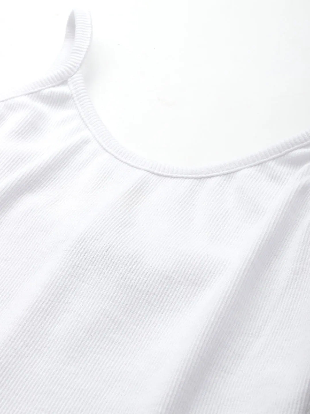 White Rib Crop Top - Adjustable Strappy Top