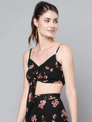 Black Floral Tube Crop Top