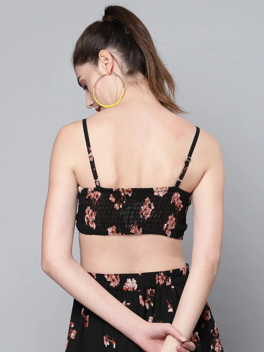 Black Floral Tube Top | Women's Designer Lehenga Style