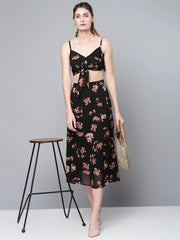 Black Floral Tube Crop Top