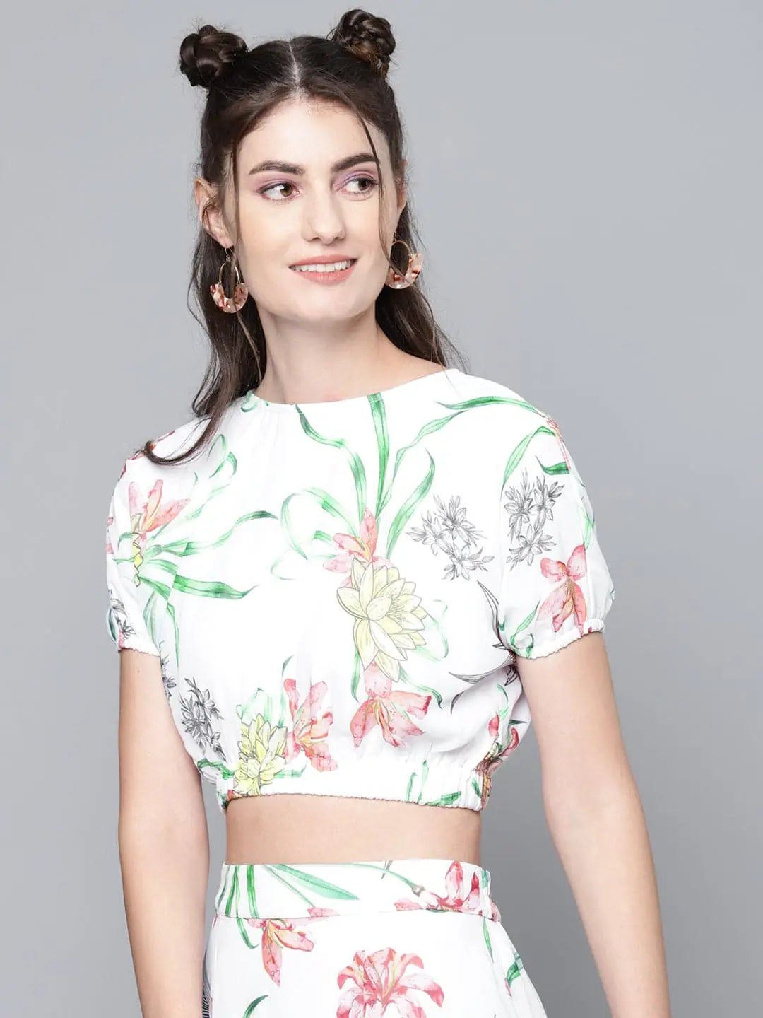 White Floral Boxy Top - Stylish Lehenga for Women Look