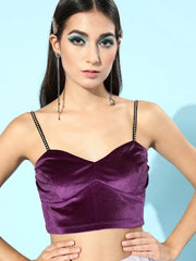 Purple Sweetheart Neck Velvet Bustier Top