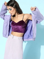 Purple Sweetheart Neck Velvet Bustier Top