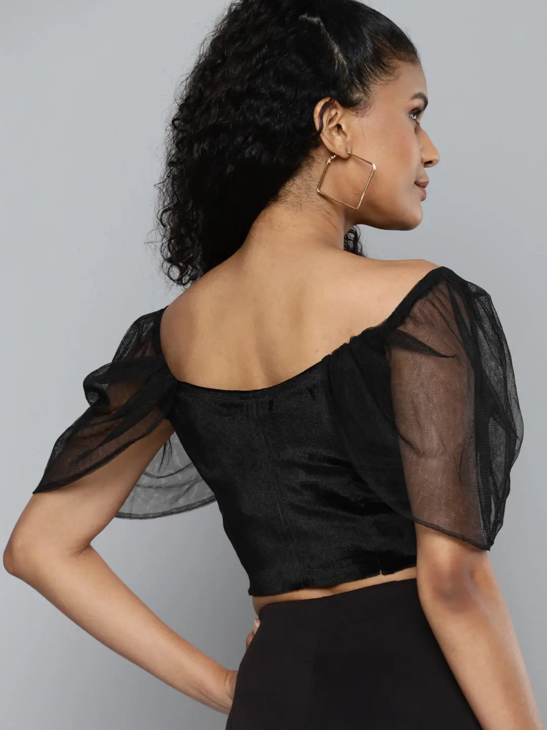 Black Velvet Bardot Blouse | Women's Western Clothing