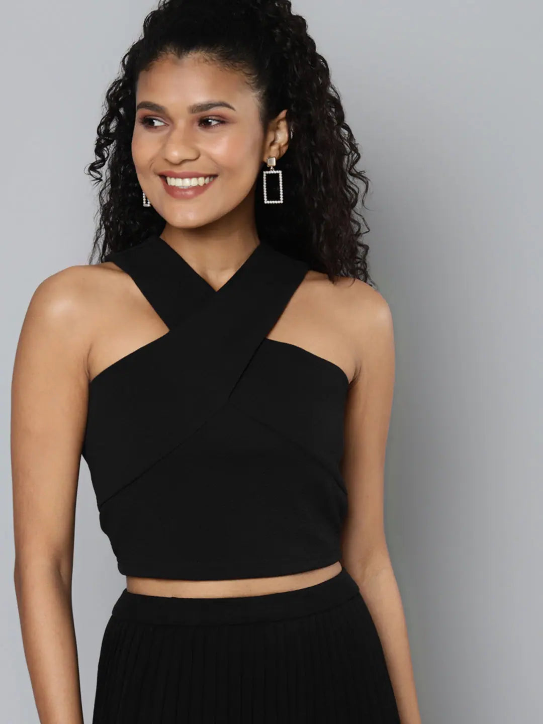 Sleek Black Halter Neck Top - Women's Western Wear Online