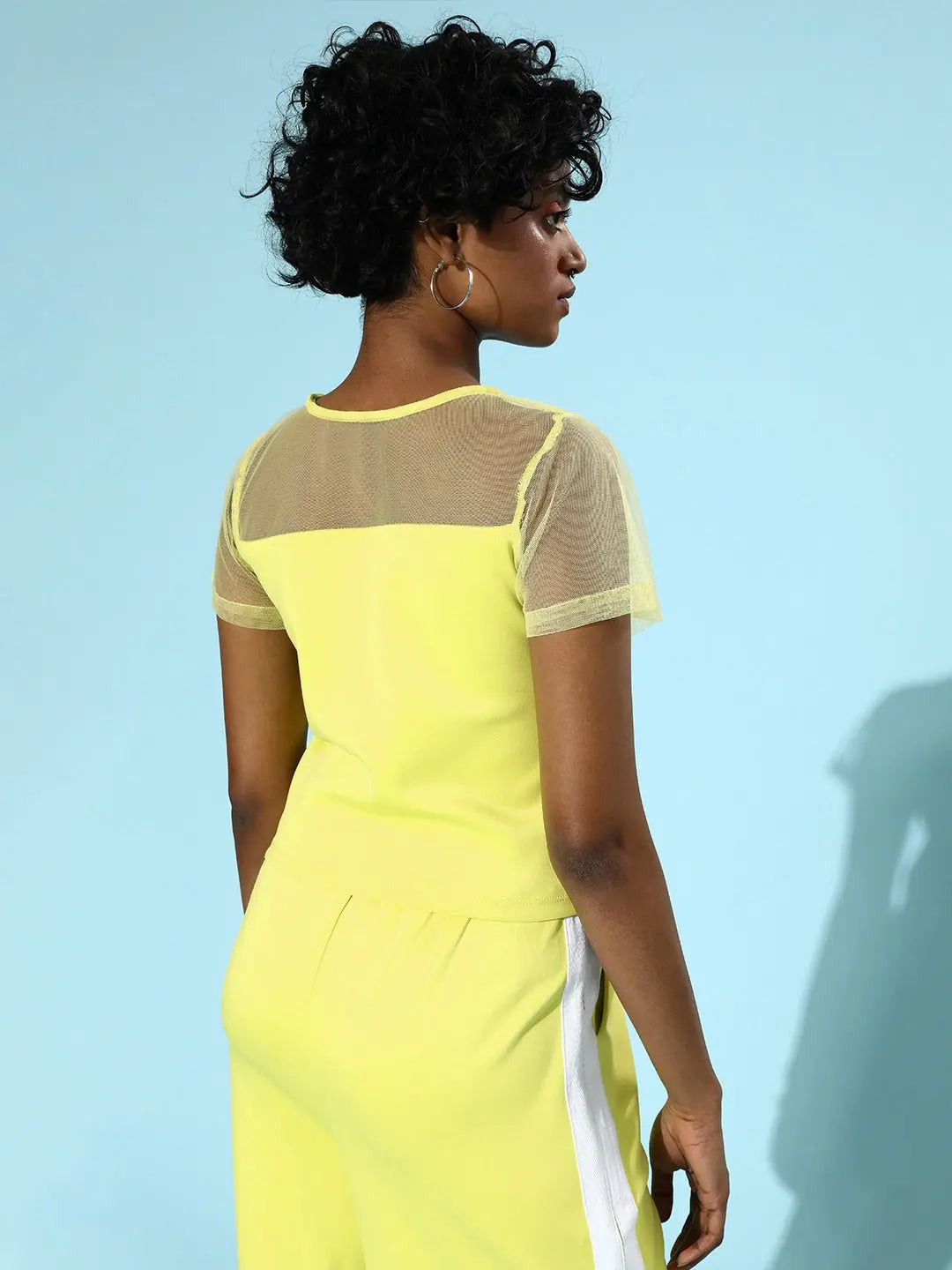 Neon Green Mesh Yoke Top | Party Wear Lehenga Alternative