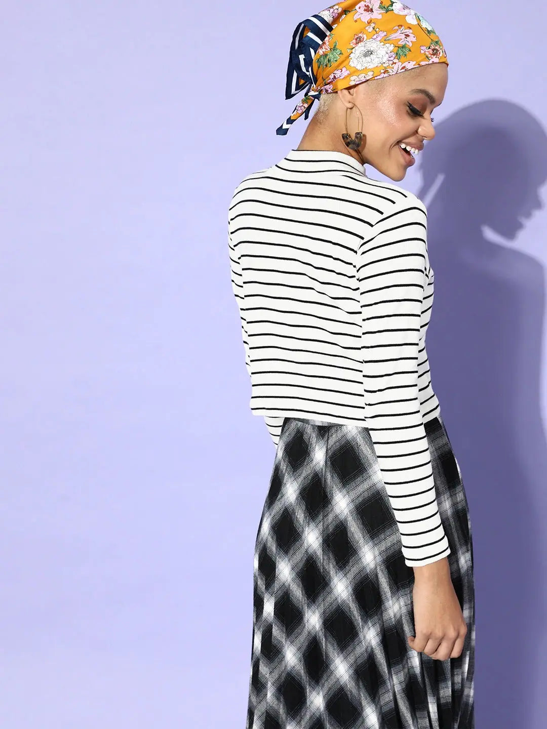 Black & White Pinstripe Crop Top | Designer Lehenga Look