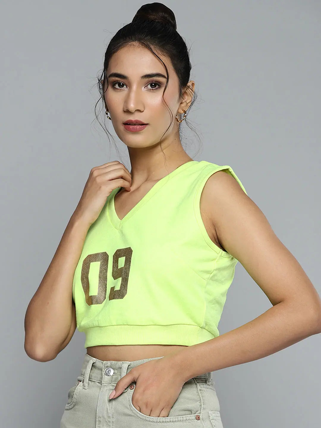 Neon Green Crop Vest | Women's Casual Designer Style