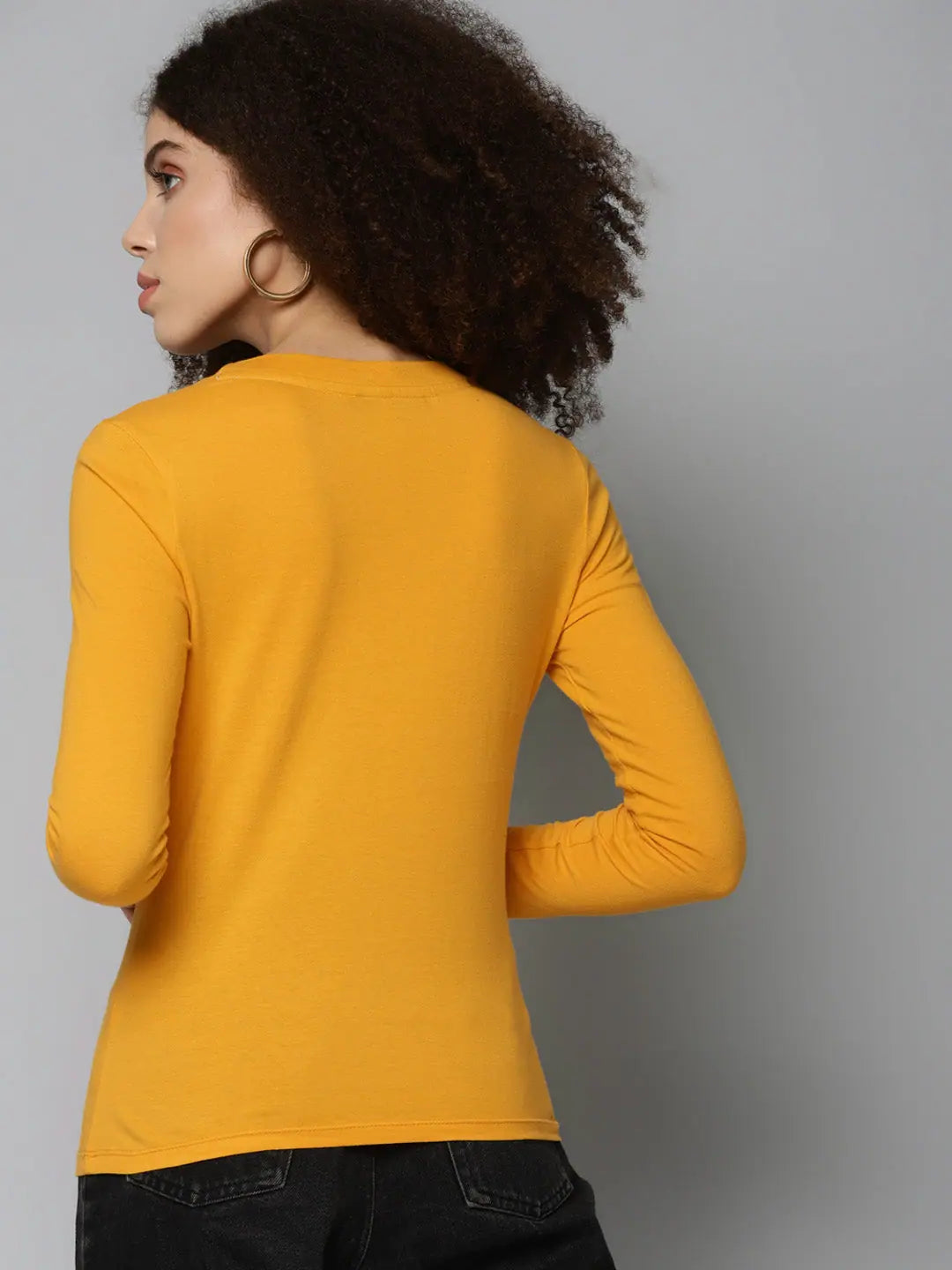 Mustard Print T-Shirt - Stylish Women's Full Sleeve Top