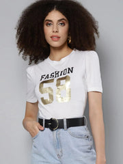 White FASHION 58 Print T-Shirt
