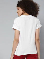 White BE KIND Print V-Neck T-Shirt