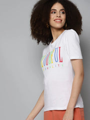 White COLOURFUL PERSONALITY Round Neck T-Shirt