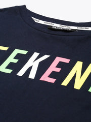 Navy WEEKEND Print Puff Sleeve T-Shirt