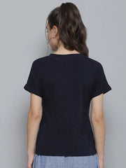 Navy IT'S COOL TO BE KIND Print V Neck T-Shirt